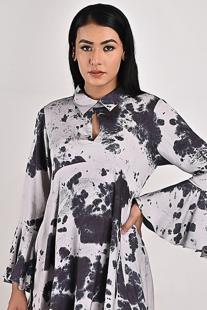 Light Grey Tie-Dyed Summer Shirt Dress by Bohame at Pernia's Pop Up Shop