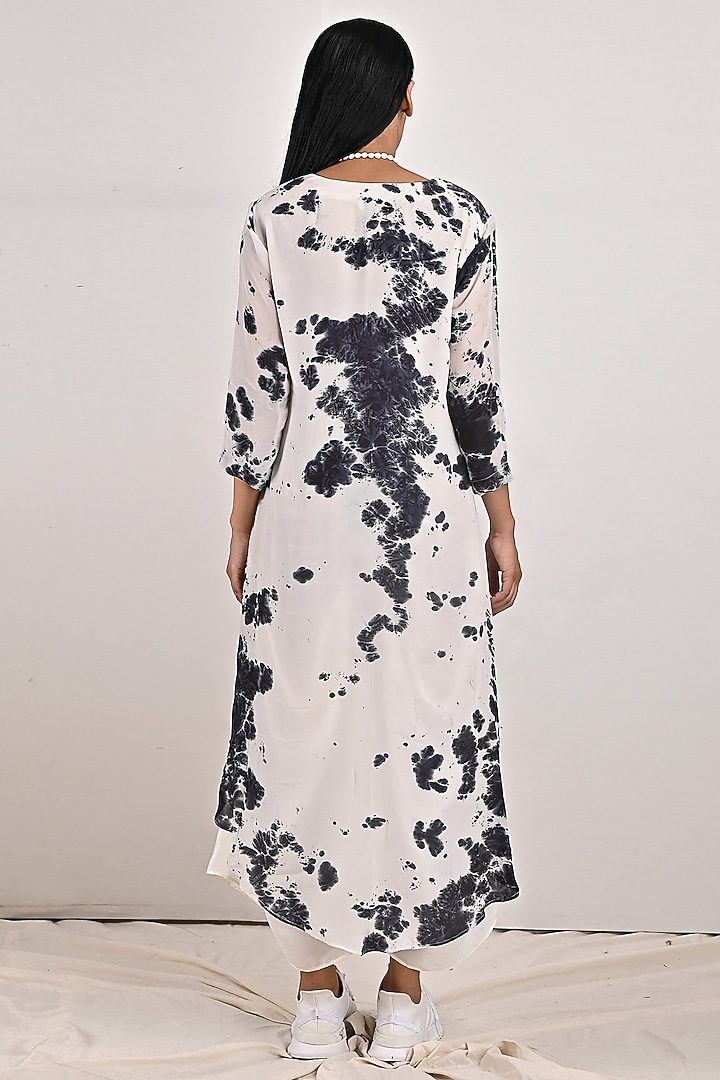 Light Grey Tie-Dyed Summer Dress With Off-White Underlayer by Bohame at Pernia's Pop Up Shop