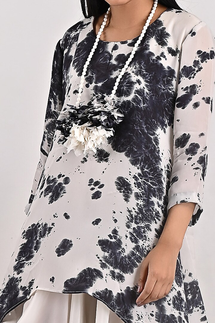 Light Grey Tie-Dyed Summer Dress With Off-White Underlayer by Bohame at Pernia's Pop Up Shop