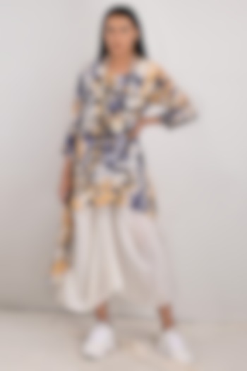 Cream Tie-Dyed Summer Dress With Off-White Underlayer by Bohame at Pernia's Pop Up Shop