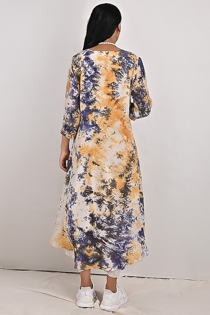 Cream Tie-Dyed Summer Dress With Off-White Underlayer by Bohame at Pernia's Pop Up Shop