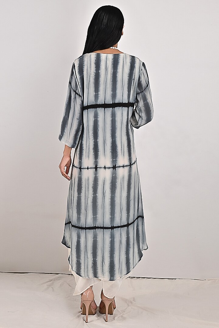 Grey Tie-Dyed Summer Dress With Off-White Underlayer by Bohame at Pernia's Pop Up Shop