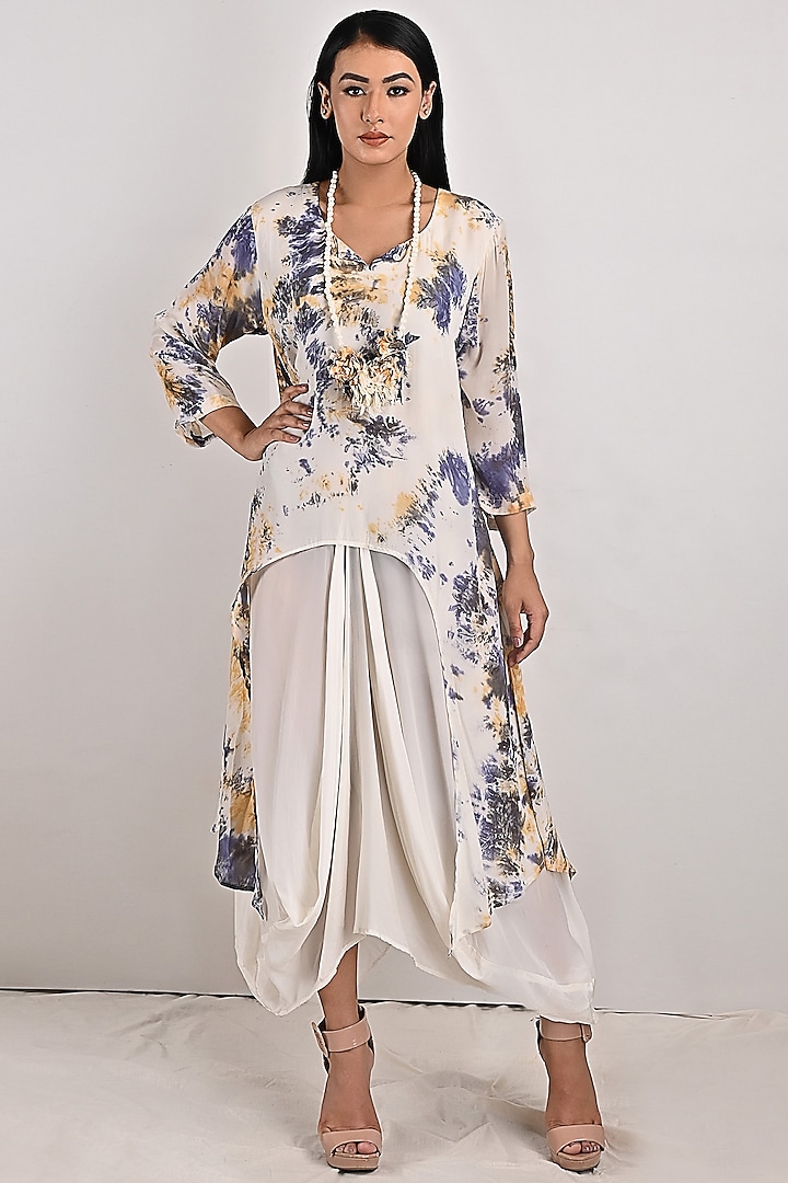 Cream Tie-Dyed Summer Dress With Underlayer by Bohame at Pernia's Pop Up Shop