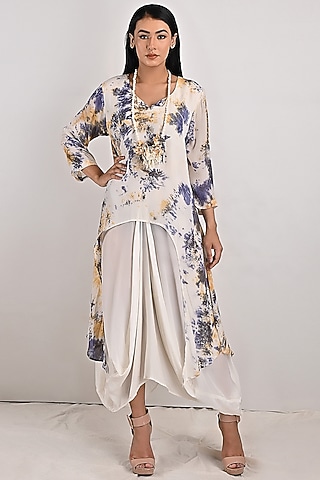 Cream Tie-Dyed Dress With Underlayer by Bohame