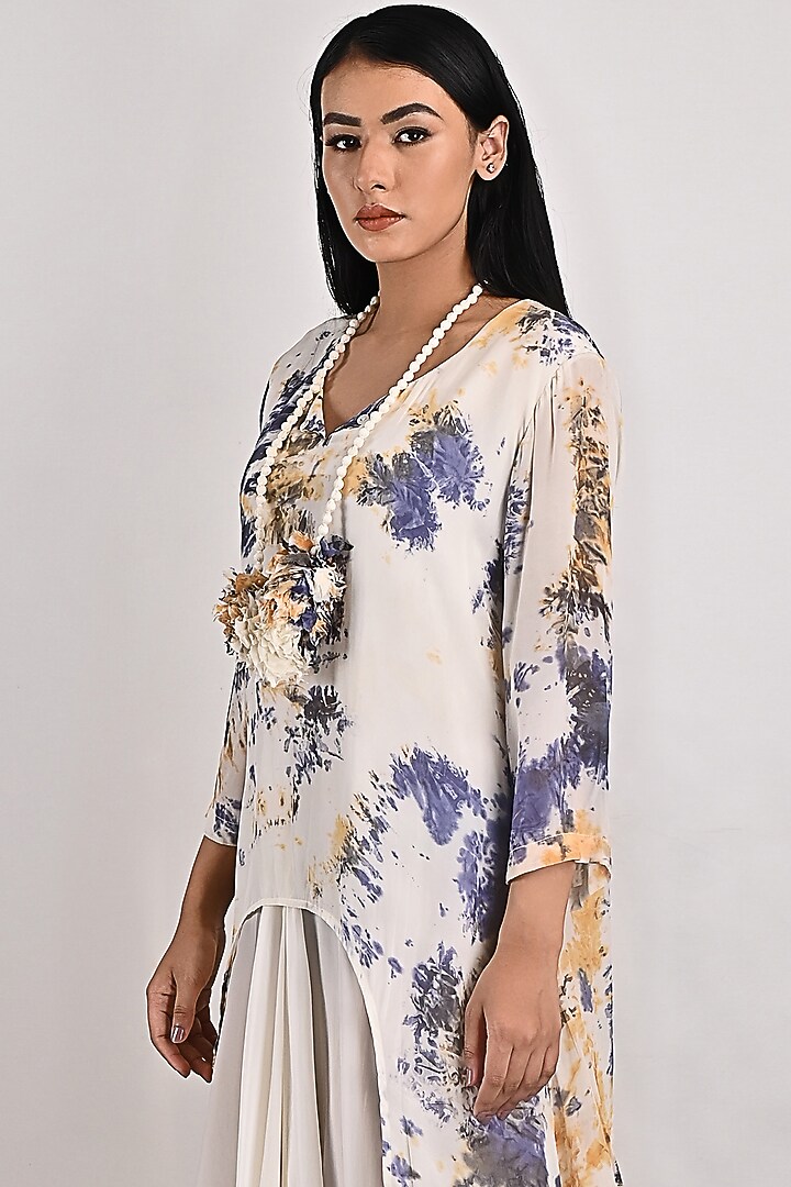 Cream Tie-Dyed Summer Dress With Underlayer by Bohame at Pernia's Pop Up Shop