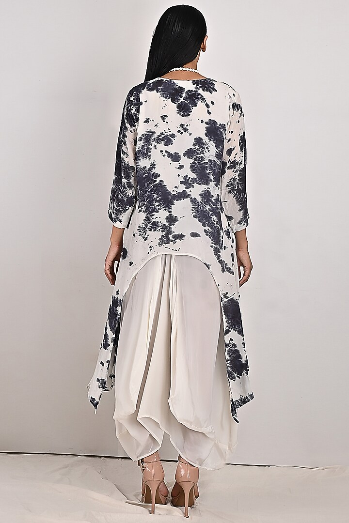 White Tie-Dyed Summer Dress With Off-White Underlayer by Bohame at Pernia's Pop Up Shop