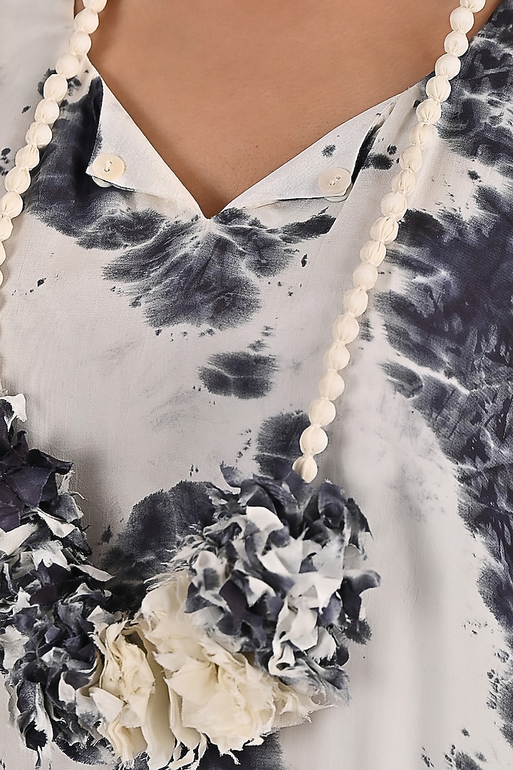 White Tie-Dyed Summer Dress With Off-White Underlayer by Bohame at Pernia's Pop Up Shop