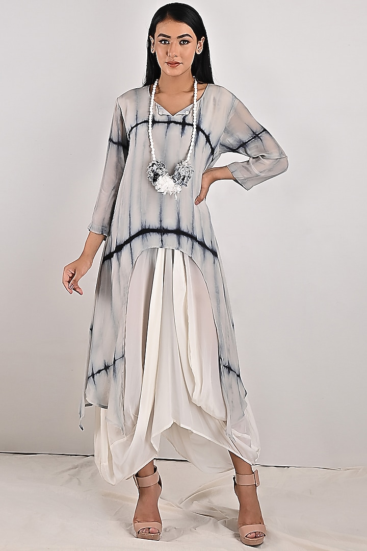 Light Grey Tie-Dyed Dress With Underlayer by Bohame at Pernia's Pop Up Shop