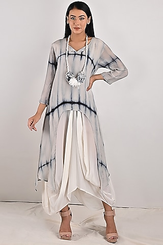 Light Grey Tie-Dyed Dress With Underlayer by Bohame