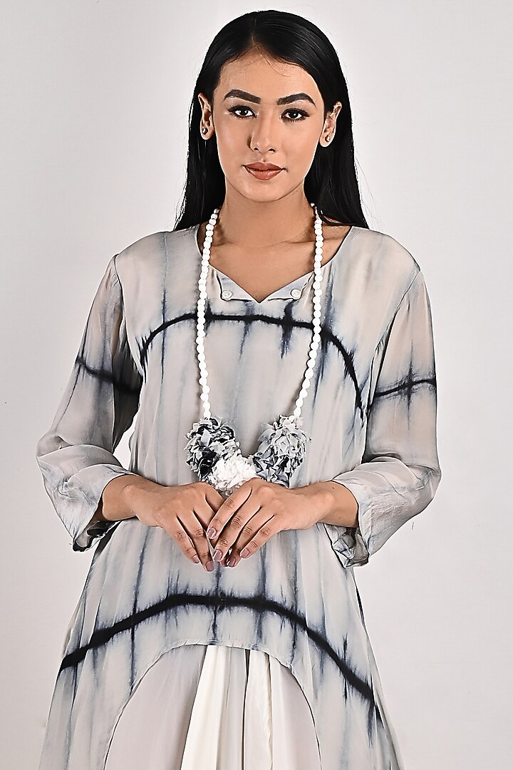 Light Grey Tie-Dyed Summer Dress With Underlayer by Bohame at Pernia's Pop Up Shop
