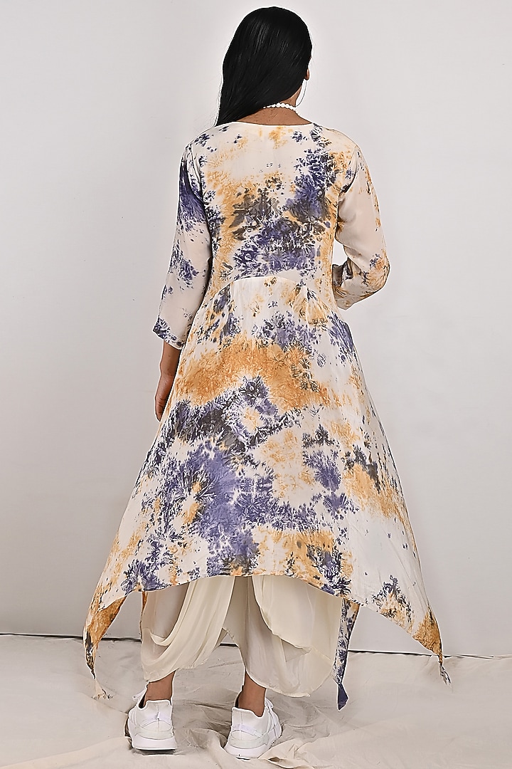 Cream Printed Summer Dress With Off-White Underlayer by Bohame at Pernia's Pop Up Shop