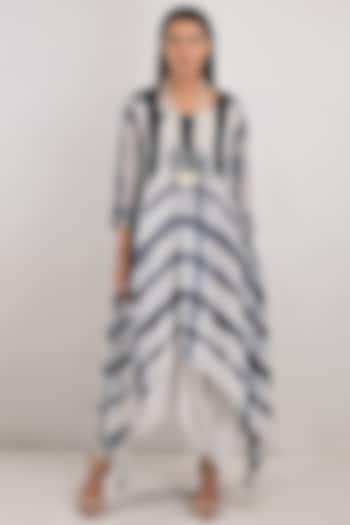 Light Grey Printed Dress With Off-White Underlayer by Bohame at Pernia's Pop Up Shop