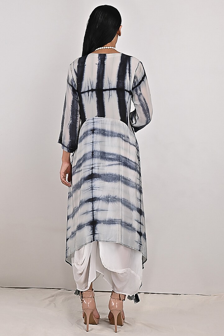 Light Grey Printed Summer Dress With Off-White Underlayer by Bohame at Pernia's Pop Up Shop