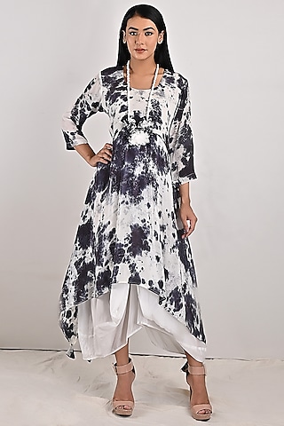 White Tie-Dyed Dress With Underlayer by Bohame