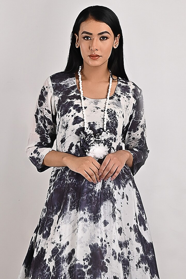 White Tie-Dyed Summer Dress With Underlayer by Bohame at Pernia's Pop Up Shop