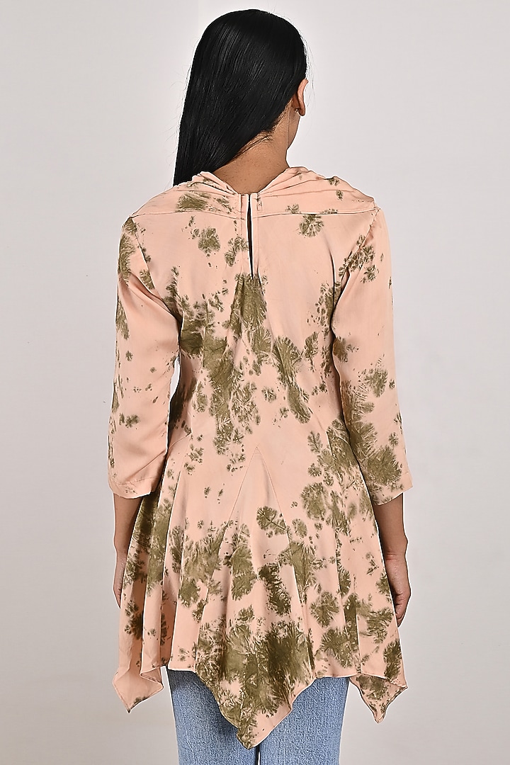 Beige Tie-Dyed Frilled Top by Bohame at Pernia's Pop Up Shop