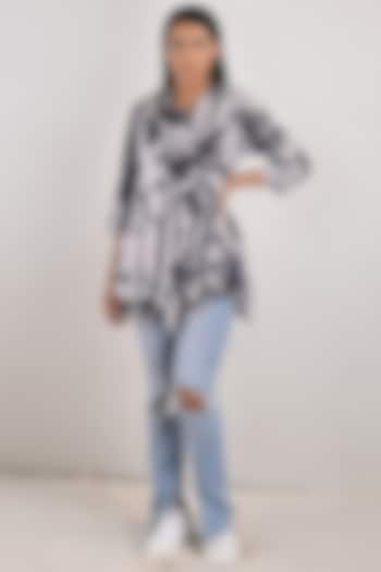 Light Grey Tie-Dyed Frilled Top by Bohame at Pernia's Pop Up Shop