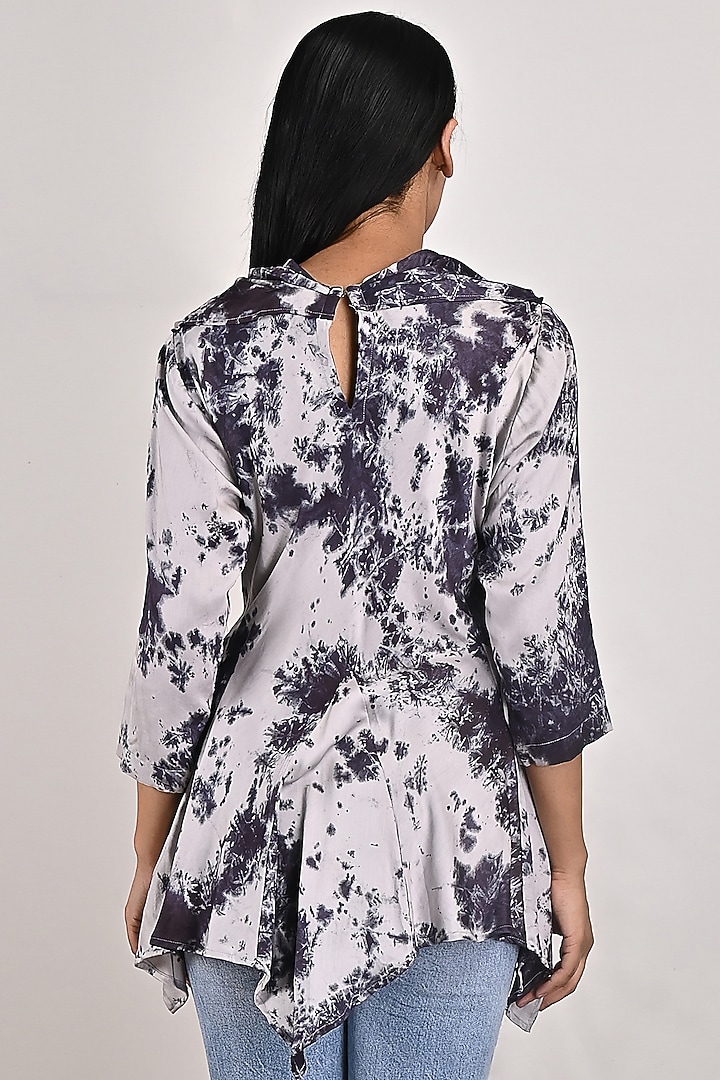 Light Grey Tie-Dyed Frilled Top by Bohame at Pernia's Pop Up Shop