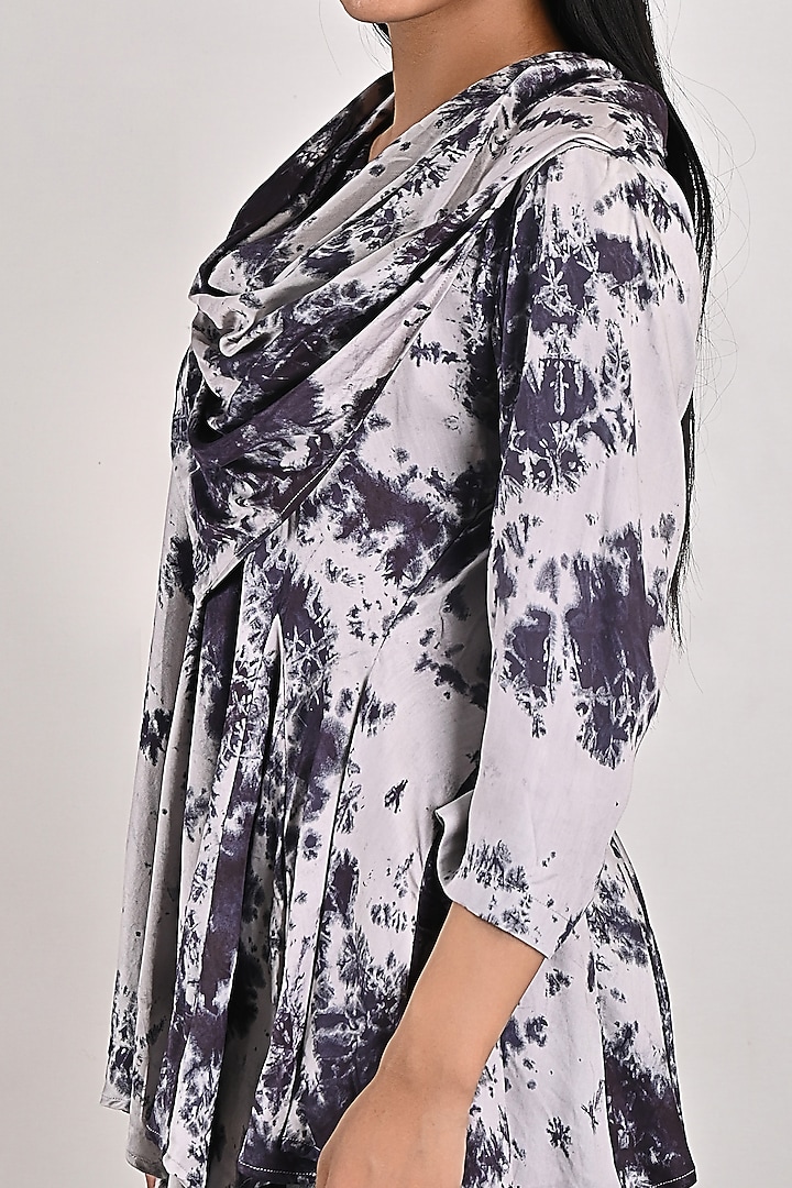 Light Grey Tie-Dyed Frilled Top by Bohame at Pernia's Pop Up Shop