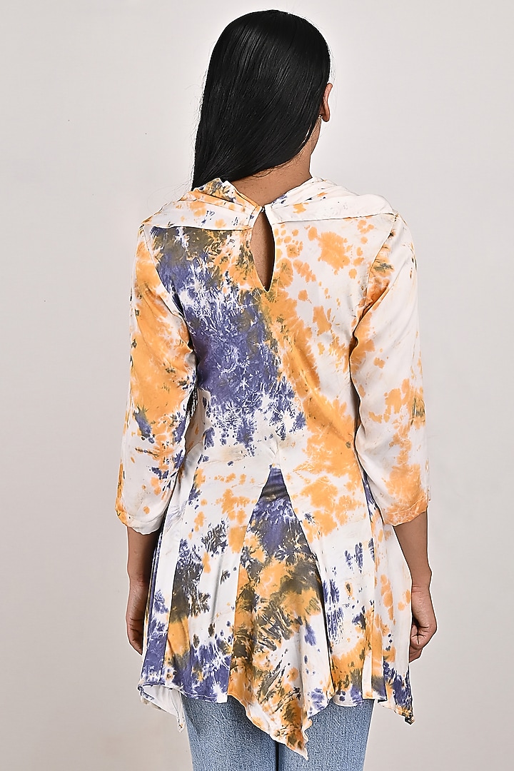 Cream Tie-Dyed Frilled Top by Bohame at Pernia's Pop Up Shop