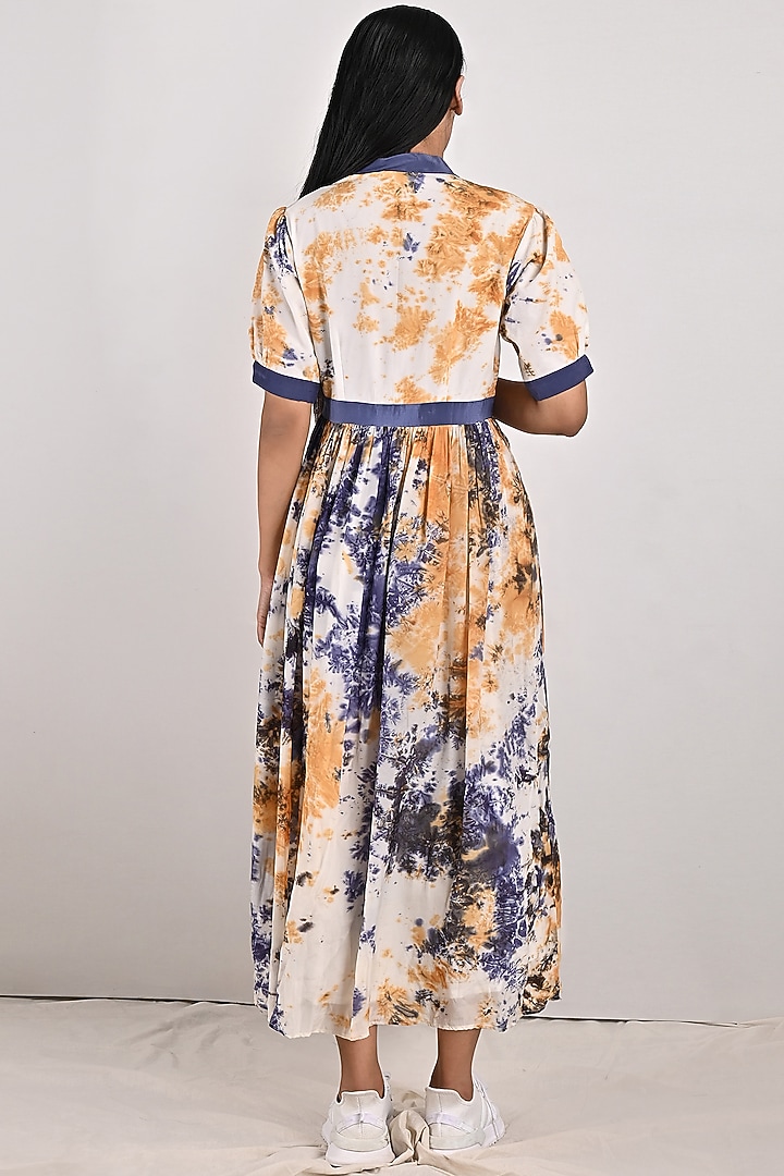 Cream Tie-Dye Midi Summer Dress by Bohame at Pernia's Pop Up Shop