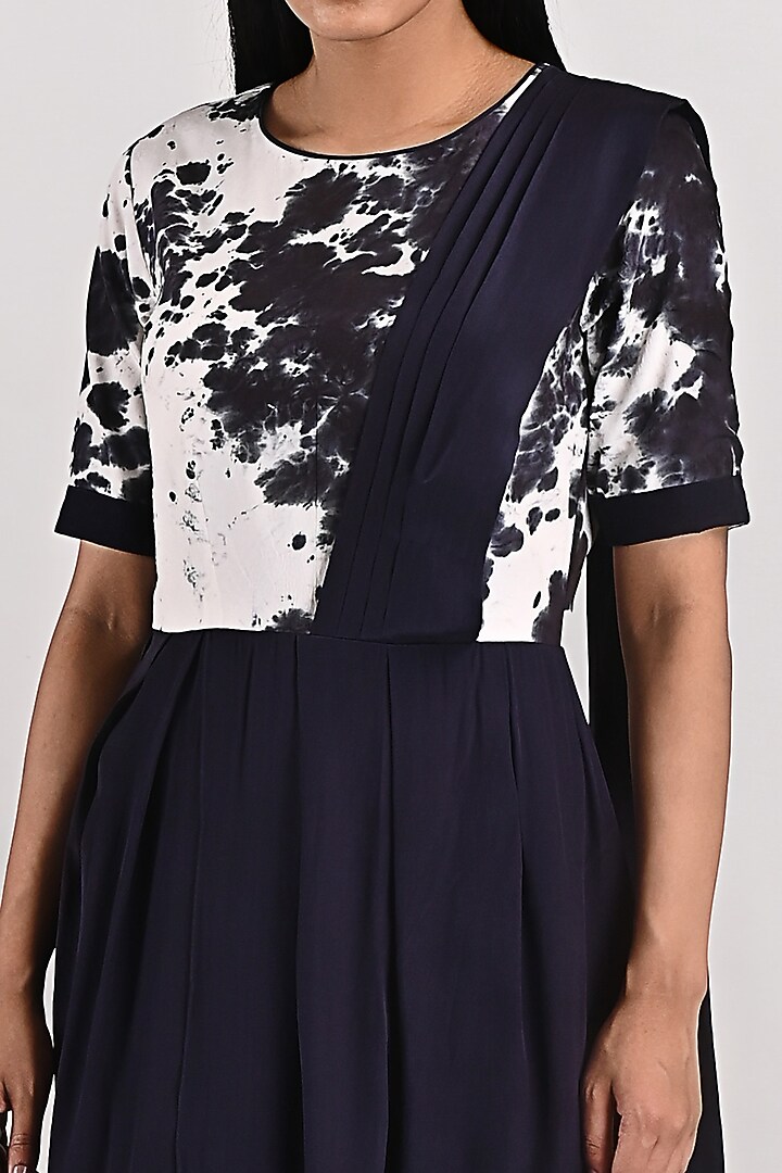 White & Black Tie-Dye Draped Jumpsuit by Bohame at Pernia's Pop Up Shop
