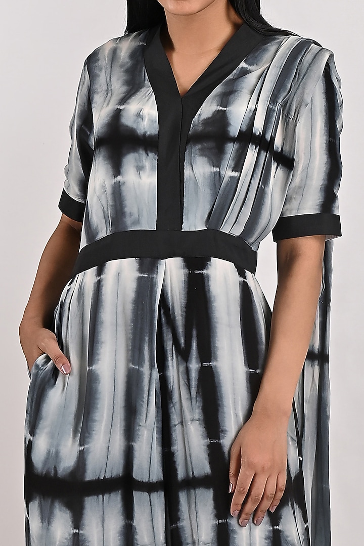 Light Grey Crepe Tie-Dye Draped Jumpsuit by Bohame at Pernia's Pop Up Shop