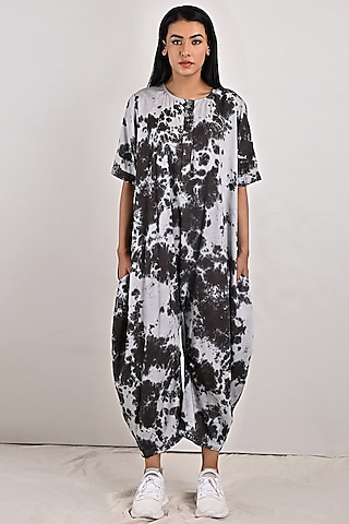 Light Grey Modal Printed Jumpsuit by Bohame