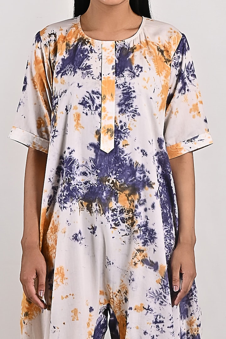 Cream Modal Printed Jumpsuit by Bohame at Pernia's Pop Up Shop