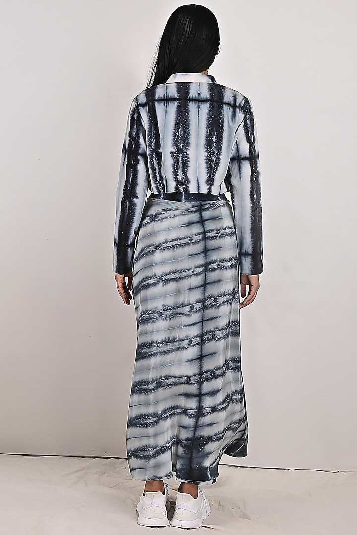 Light Grey Crepe Printed Skirt Set by Bohame at Pernia's Pop Up Shop