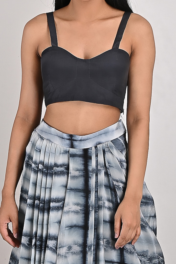 Light Grey Crepe Printed Skirt Set by Bohame at Pernia's Pop Up Shop