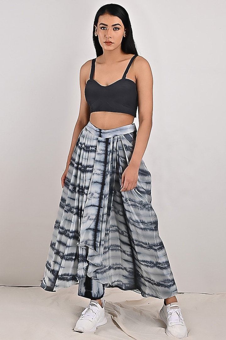 Light Grey Crepe Printed Skirt Set by Bohame at Pernia's Pop Up Shop