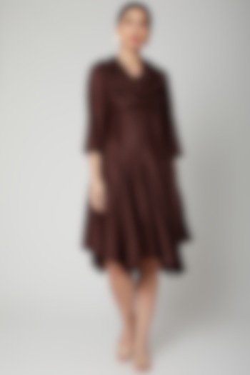 Brown Asymmetric Summer Dress With Cowl by Bohame at Pernia's Pop Up Shop
