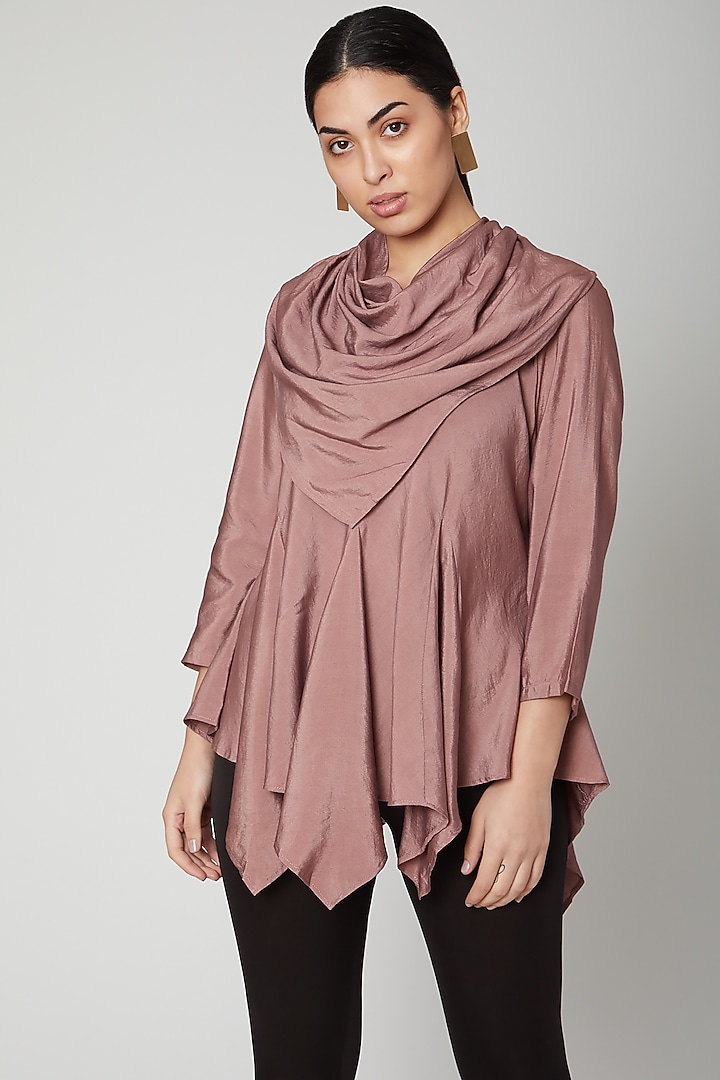 Mauve Asymmetric Cowl Top by Bohame at Pernia's Pop Up Shop