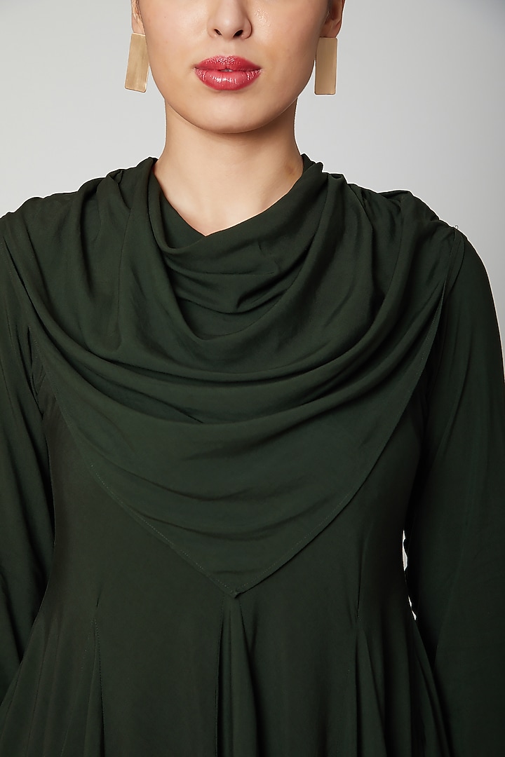 Bottle Green Asymmetric Cowl Top by Bohame at Pernia's Pop Up Shop