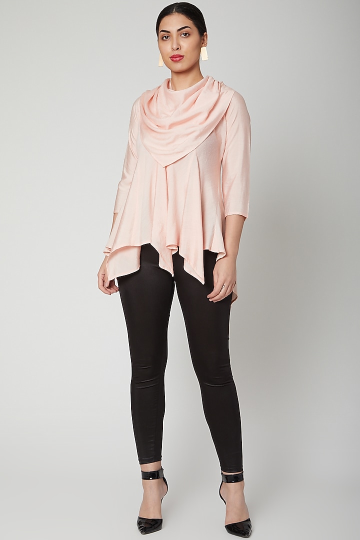 Peach Asymmetric Cowl Top by Bohame at Pernia's Pop Up Shop