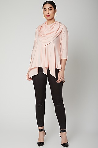 Peach Asymmetric Cowl Top by Bohame
