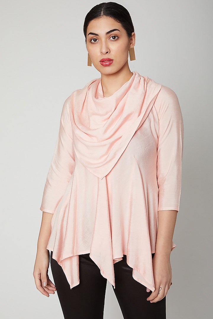 Peach Asymmetric Cowl Top by Bohame at Pernia's Pop Up Shop