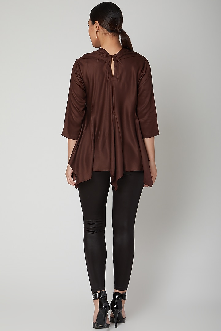 Brown Asymmetric Cowl Top by Bohame at Pernia's Pop Up Shop