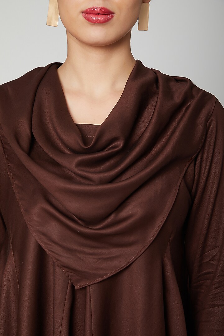 Brown Asymmetric Cowl Top by Bohame at Pernia's Pop Up Shop