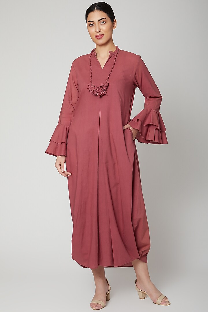 Rust Red Summer Dress With Necklace by Bohame at Pernia's Pop Up Shop