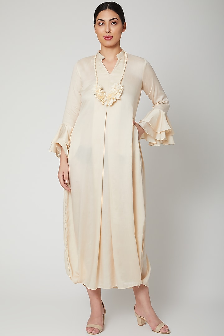 Off White Summer Dress With Necklace by Bohame at Pernia's Pop Up Shop