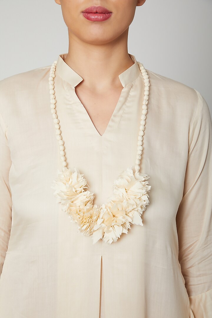Off White Summer Dress With Necklace by Bohame at Pernia's Pop Up Shop