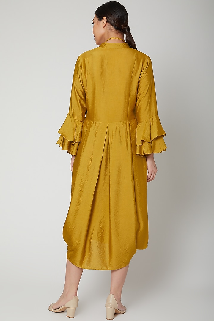 Mustard Summer Dress With Bell Sleeves & Necklace by Bohame at Pernia's Pop Up Shop