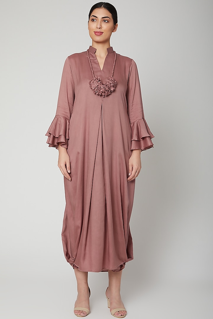 Mauve Dress With Necklace by Bohame