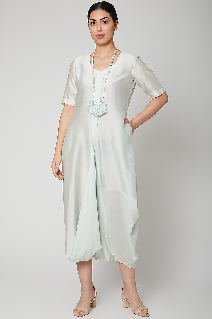 Ice Blue Dress Come Jumpsuit With Necklace by Bohame