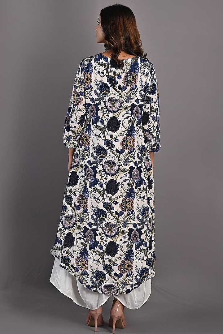 Blue & Off-White Printed Summer Dress by Bohame at Pernia's Pop Up Shop