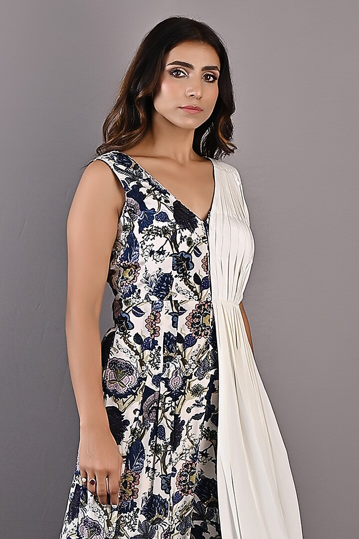 Off-White & Blue Printed Jumpsuit by Bohame at Pernia's Pop Up Shop
