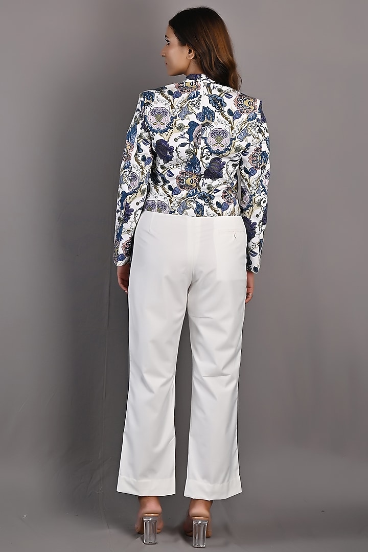 Off-White Cotton Satin Pant Set by Bohame at Pernia's Pop Up Shop