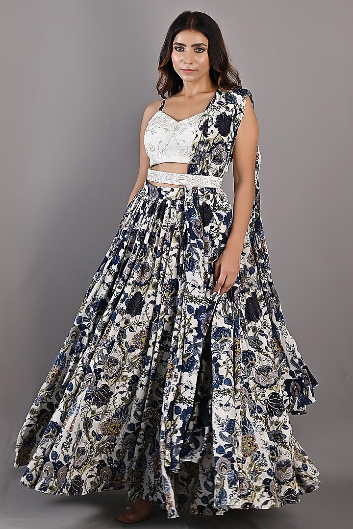 Multi-Coloured Printed Wedding Lehenga Set by Bohame at Pernia's Pop Up Shop